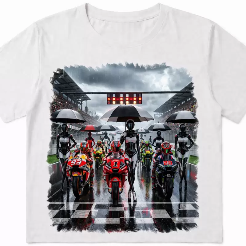 T-shirt CIRCUITI Moto con ombrelline umanoidi 