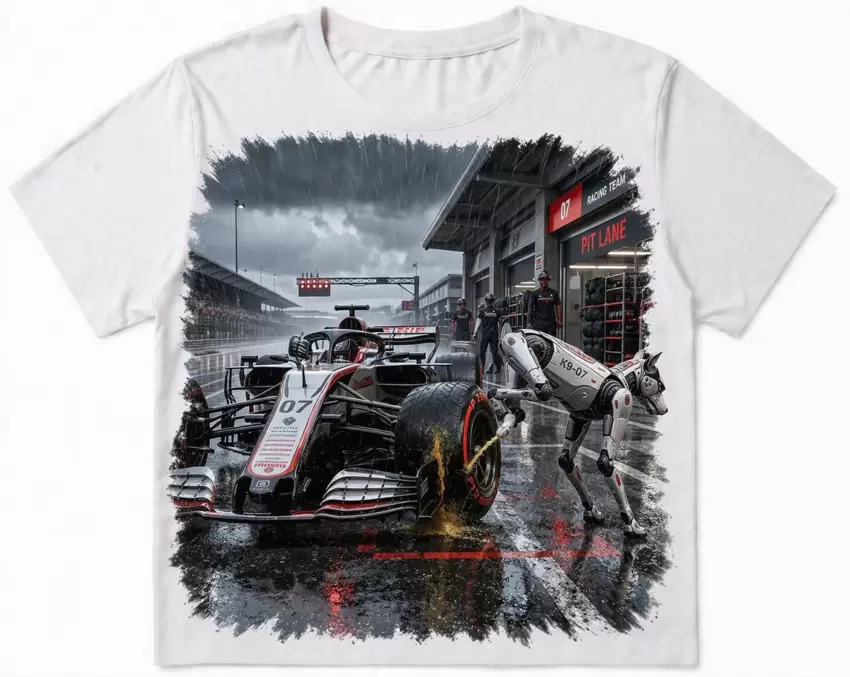 T-shirt CIRCUITI Pit Stop Rebel con cane robotico  
