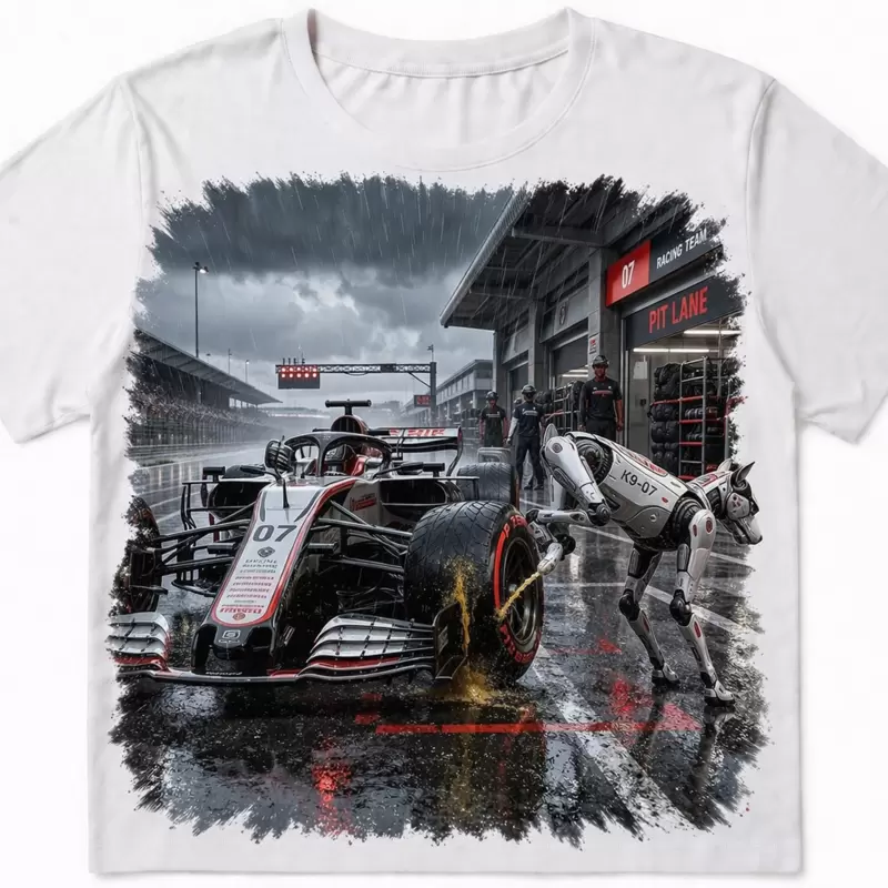 T-shirt CIRCUITI Pit Stop Rebel con cane robotico