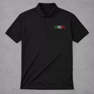 Polo nera maniche corte con logo CIRCUITI tricolore  