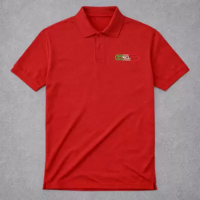 Polo rossa maniche corte con logo CIRCUITI tricolore 