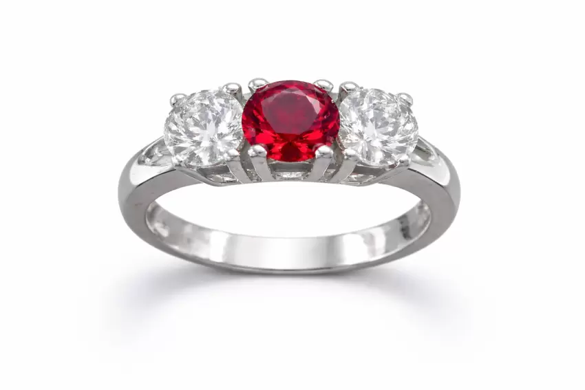 925 sterling silver trilogy ring with cubic zirconia colors Monaco flag  