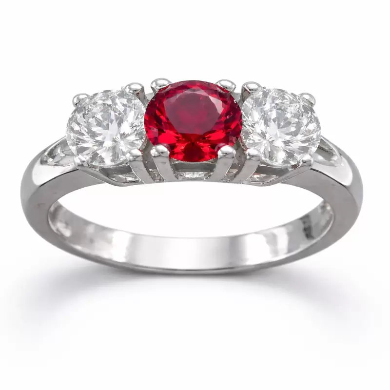 Anel trilogia em prata esterlina 925 com zirc&oacute;nias c&uacute;bicas Cores da bandeira do M&oacute;naco