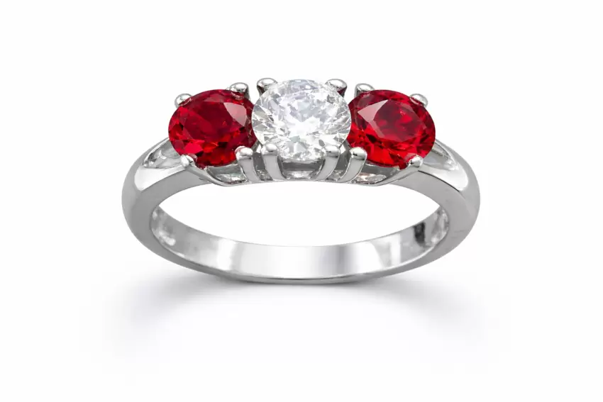 925 sterling silver trilogy ring with cubic zirconia colors Monaco flag  