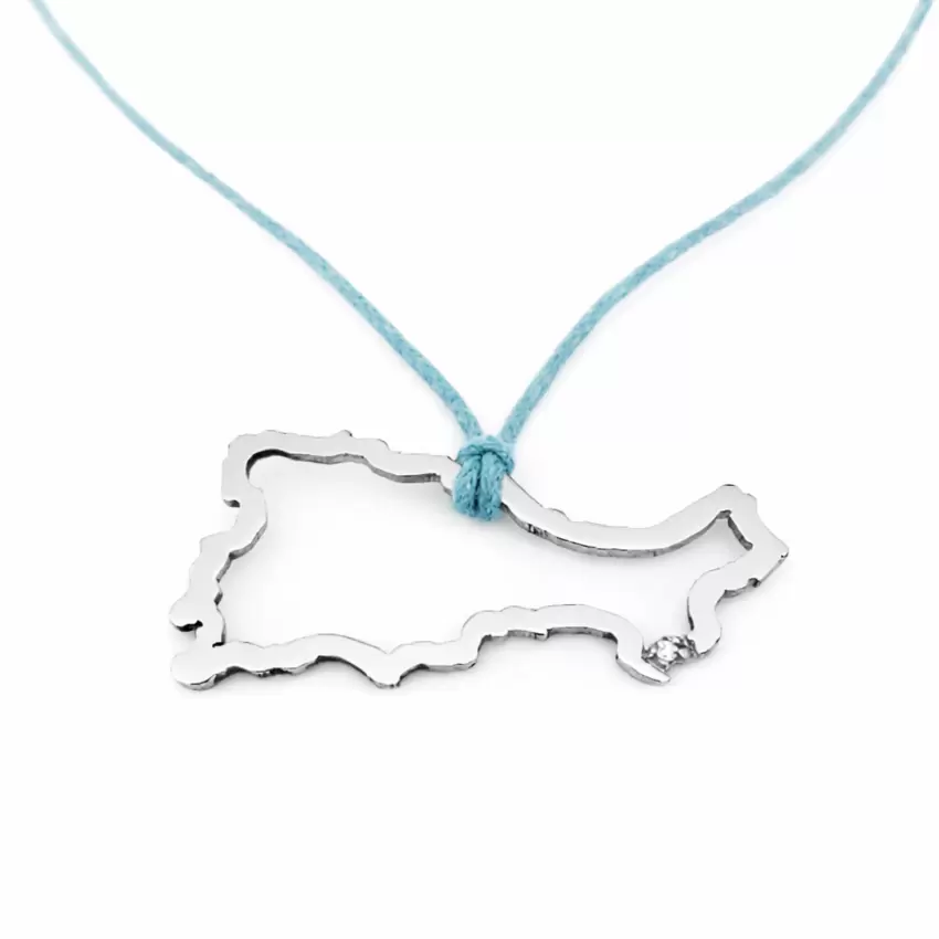 Pendentif Silhouette Île de Capri en Acier avec Diamant Faraglioni  