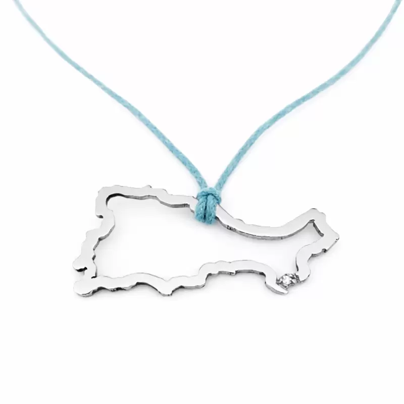 Ciondolo CIRCUITI Silhouette Isola di Capri in Acciaio con diamante ai Faraglioni