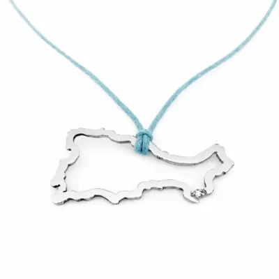 Stahl Silhouette Anhänger Insel Capri mit Faraglioni Diamant 