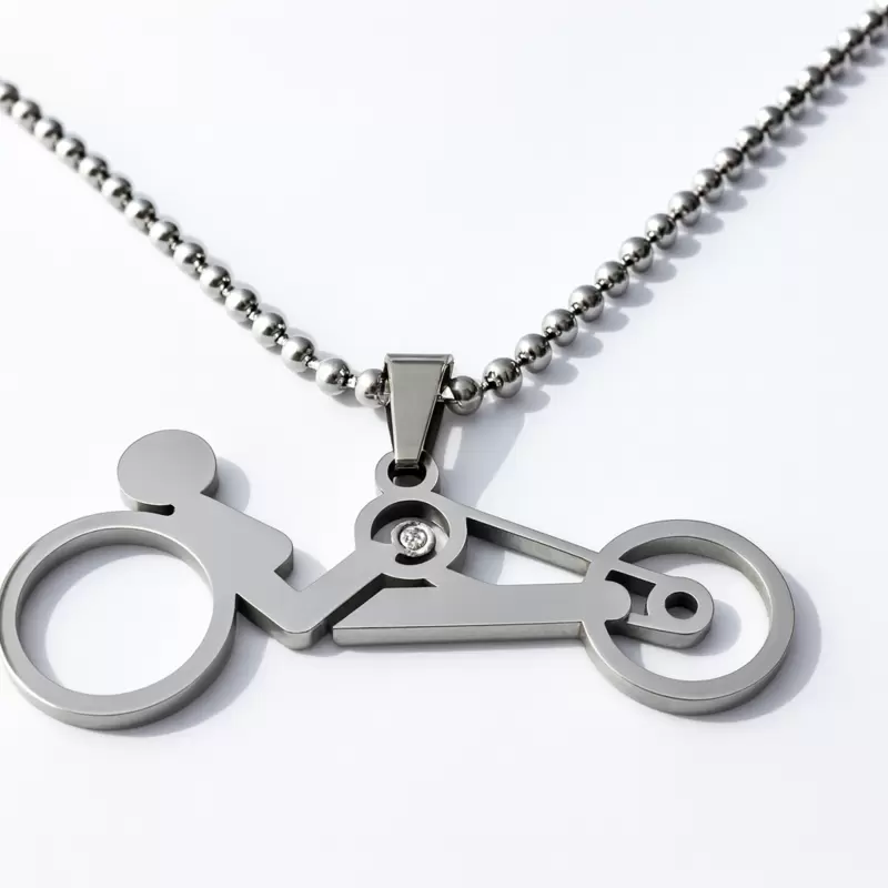 Stahl Handbike Anhänger Halskette mit Diamant und Kugelkette