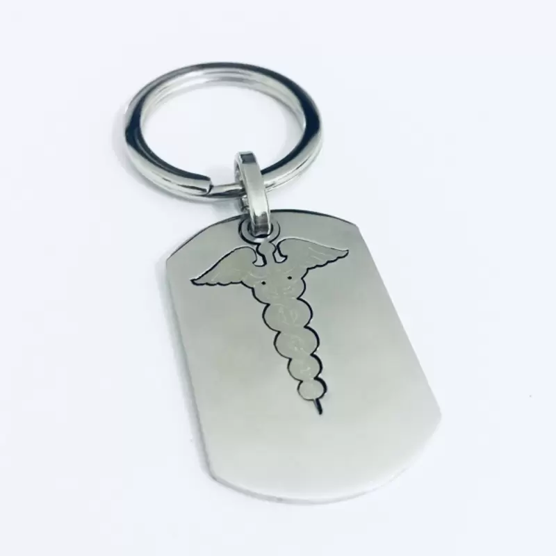 Portachiavi con Caduceo in acciaio 