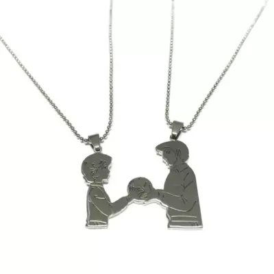 Ciondolo in Acciaio Lui e Lei  Modello Mila e Shiro 2 Cuori nella Pallavolo  