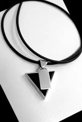 Collana Ciondolo Triangolo brevettato Onice in Argento 925 