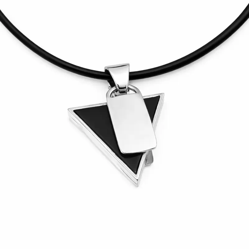 Collana Ciondolo Triangolo brevettato Onice in Argento 925