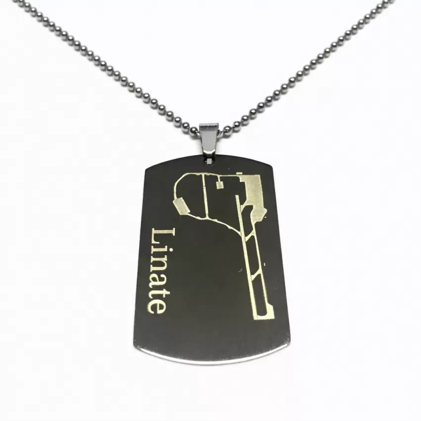 Ciondolo Piastra con Pista di Linate in acciaio  