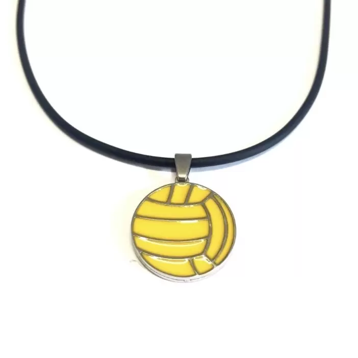 Wasserball-Anhänger aus Stahl und gelber Emaille  