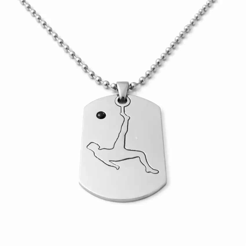 Collana con Rovesciata Ronaldo in Acciaio con diamante nero taglio rosetta  