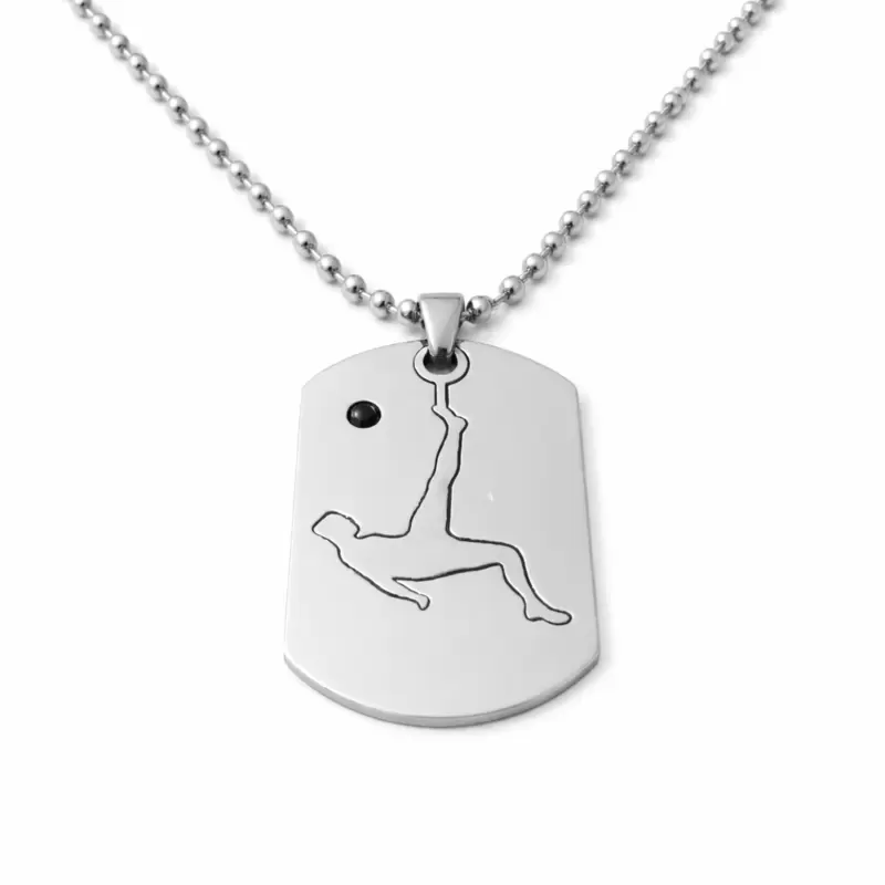 Colar Ronaldo em a&ccedil;o inoxid&aacute;vel com diamante negro lapidado em roseta